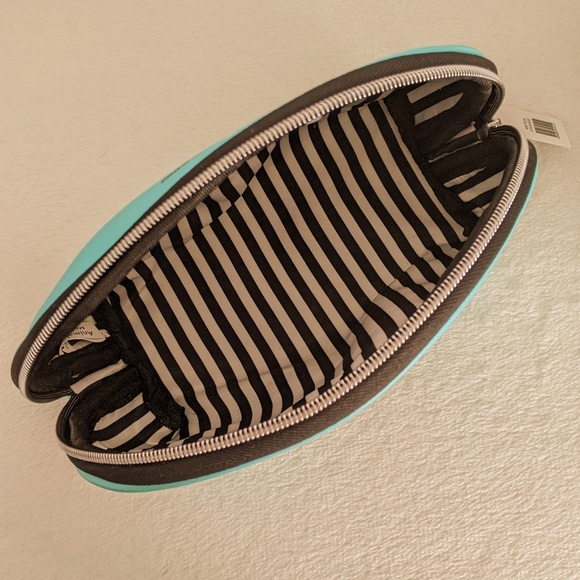 marc tetro Frenchie Large Cosmetic Case Pouch Bag PVC Saffiano Aqua NWT - Picture 10 of 12